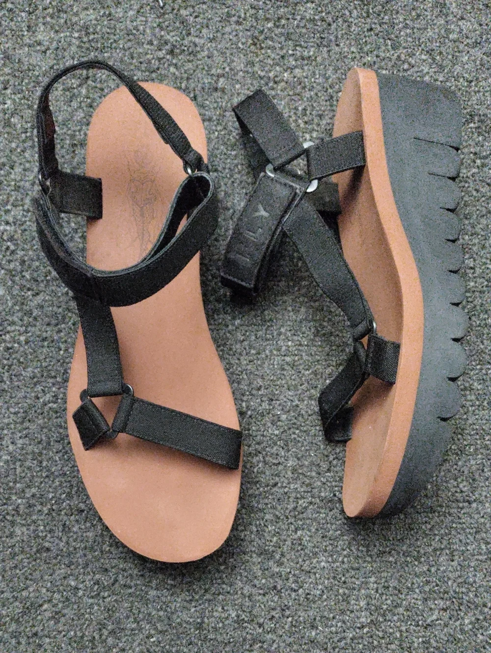 Fly London Black Strappy Platform Sandals